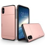 IPhone X/XS deksel med en kortholder - Rose gullfargett