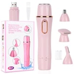 ACWOO Rasoir Électrique Pour Femme, 4 En 1 Rasoir Indolore Rechargeable, Tondeuse Femme Indolore, Rasoir Femme Sans Fil, Épilateur Électrique Femme, Pour Visage, Bras, Jambes, Aisselles, Bikini