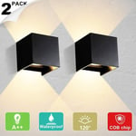 2 12w Applique Murale Intérieur led Lampe Extérieur IP65 étanche Réglable 120° Lampe Up Down cob Lèche-murs pour Salon Chambre Chemin Couloir Lot de