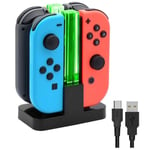 Chargeur 4 en 1 pour Joy Con Switch & OLED - Noir - Charge rapide pour manettes