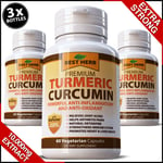 180 X ORGANIC HIGH STRENGTH CAPSULES TURMERIC BLACK PEPPER CURCUMIN 95% TUMERIC