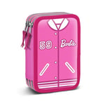 Barbie Varsity-Trousse Triple Garnie, Rose, 14 x 21 cm