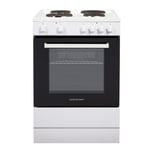 Cookology CFSP600WH 60cm Wide, 62 Litre Capacity Freestanding Electric Single Cooker with Solid Plate Top 4 Cooking Zone Hob and Analogue Dials – in White