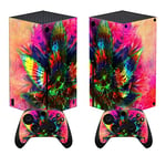 PlayVital Custom Vinyl Skins for Xbox Series X, Wrap Decal Cover Stickers for Xbox Series X Console Controller - Pink Colorful Leaf