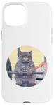 iPhone 15 Plus Cute Grey Fit Muscle Cat Sitting on Gym Lifting Bench Case