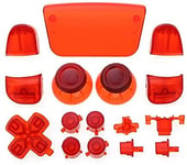 GGZone Ensemble complet de boutons de joysticks Dpad R1 L1 R2 L2 Touche de direction ABXY Boutons pour manette Sony PS5 Rose (rouge transparent)