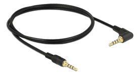 Stereo jack cable 3.5 mm 4 pin male > male angled 1 m black