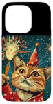 iPhone 14 Pro New Year Cheer with this Happy and Funny looking Cat Design Case