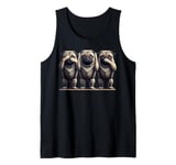 Cute See No Evil Hear No Evil Speak No Evil Three Pug Tank Top