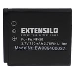 EXTENSILO 1x Batterie compatible avec Pentax Q10, Q-S1, Q, Q7 appareil photo, reflex numérique (750mAh, 3,7V, Li-ion)