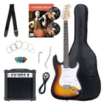 Pack Guitare Electrique Strat Single Coil Set 25W Amplificateur Housse Sunburst