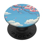 Cerisier en fleurs Sky décoratif Sakura Tree Anime Art PopSockets PopGrip Adhésif