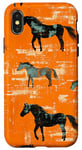 Coque pour iPhone X/XS Orange Pop Art Peinture Géométrique Cheval Sauvage