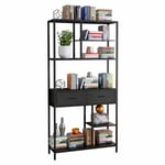 Unho - Bibliotheque Etagere Rangement Salon Meuble Industriel avec Tiroirs en Bois et metal 90x30x180cm