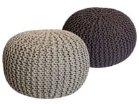 2 Golvkudde Stickad pall Pouf Ø 55 cm h 37 cm kudde