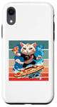 Coque pour iPhone XR Chat Surf Pizza Vagues Aventure Fun Energy Tranche Géante