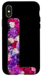 Coque pour iPhone X/XS Lettre L florale vibrante