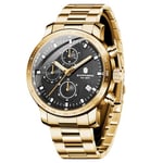 SAPPHERO Montre Homme Chronographe Montres Analogiques Quartz, Étanche 50M, Aiguilles Lumineuses, Date, Montre Décontractée Business, Design Classique, Cadeau Élégant