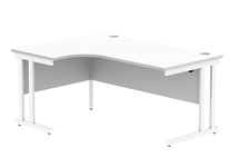 Office Hippo Essentials Left Corner Desks, Home Writing Computer Desk Office Desk For Work Place Or Home, Home Office Radial Desk With Cable Port Management, White Frame, Arctic White, 160 x 120cm