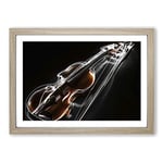 Big Box Art Violin Instrument Framed Wall Art Picture Print Ready to Hang, Oak A2 (62 x 45 cm)