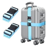 Sangles de Bagage Réglables avec Boucle Ceinture Elastique Valise Croisée Voyage Lanière pour Valise Attache Valise pour Valise de Voyage Sangle Valise pour Fermeture Sécurisée 2 Pièces(Bleu)