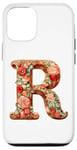 Coque pour iPhone 12/12 Pro Monogrammed Christmas Floral Initial R Gingerbread Letter R