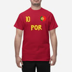 Portugal landslag t-shirt i röd med POR & 10 fotboll euro24 S