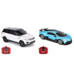 CMJ RC Cars TM Range Rover Sport Remote Control Car 1:24 scale with Working LED Lights, Radio Contro & Bugatti Divo Blue Remote control Radio Car 1:24 Officially Licensed 1:24 Scale Working