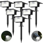 Lot de 6 Lampe Solaire Exterieur Detecteur de Mouvement, 62 LED Spot Solaire Exterieur 3 Modes Eclairage Exterieur Solaire, Etanche IP65 Lumiere Solaire Exterieur pour Jardin Allée Chemin Blanc Froid