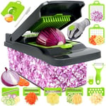 Swetfela 18 in 1 Vegetable Chopper, Salad Chopper, Mandoline Vegetable Slicer Multifunctional, Veg Chopper with 7 Blades, Mitten and Peeler, Vegetable Cutter for Vegetables and Fruit