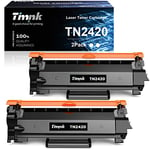 Timink TN2420 Cartouche de Toner Compatible (2 Noir) pour Brother TN2420/TN2410, DCP-L2530DW/L2550DN MFC-L2710DW/L2710DN/L2730DW/L2750DW HL-L2370DN/L2375DW