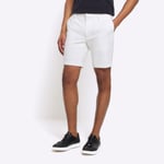 River Island Mens Waffle Shorts White Slim Fit material_polyester - Size 28 (Waist)