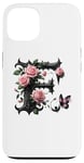 Coque pour iPhone 13 Letter F Initial Floral Monogram Rose Pink Flower Butterfly