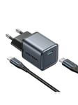 Vention GaN USB-C 20W Charger + USB-C-L 1m Cable (Gray)