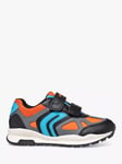 Geox Kids' Pavel Low Cut Trainers, Black/Orange