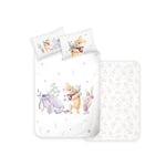 Disney Home Winnie The Pooh Parure de lit pour bébé 100 x 135 cm – Taie d'oreiller 40 x 60 cm – Ours Winnie l'ourson et porcinet – Parure de lit pour Enfant – Parure de lit réversible en 100% Coton