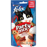 FELIX Party Mix Grillade | Adulte | Friandises Pour Chat |Boeuf, Poulet, Saumon| Lot de 8 x 60 g