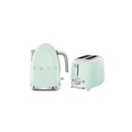 Pack SMEG Bouilloire 1.7L 7 Tasses + Grille-pain 1500W 4 Tranches Vert d'eau