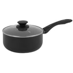 Progress Casserole 16cm (1.4L) en Aluminium Trempé avec Couvercle en Verre Trempé, Revêtement Anti-adhésif en Céramique Marbrée, Poignée Ergonomique, Compatible avec Tous Feux dont Induction