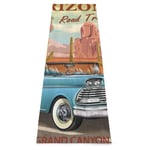 LOSUMIGE Tapis Yoga Route 66 Arizona Road Trip avec toile de fond pittoresque Grand Canyon et impression rétro de plantes de cactus Tapis d'exercice Pilates de 5 mm pour rester à la maison d'entra