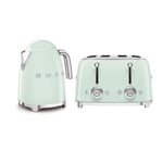 Smeg Kettle and 4-sl Toaster, 50’s Style Retro Range, Pastel Green