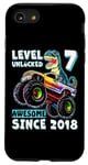 iPhone SE (2020) / 7 / 8 Level 7 Unlocked T Rex Monster Truck Dinosaur 7th Birthday Case