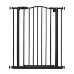 PawHut Barrière de sécurité pour Chien Extensible 74-80 cm, barrière d'escalier à Fixation par Pression sans percer, Double Verrouillage, Fermeture Automatique, Hauteur 94 cm, Noir