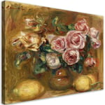 Kankaalle maalaus, Pierre Auguste Renoir, Still Lifes ruusujen ja sitruunien kanssa