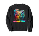 Dripping Paint Boombox Old School 80s Music Hip Hop Sweatshirt