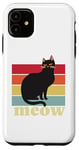 Coque pour iPhone 11 Retro Meow Chat Noir Vintage Kitty Lovers Vintage