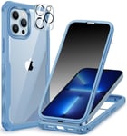 CENHUFO Anti Espion Coque iPhone 13 Pro Max, avec Protection écran Verre Trempé Anti Espion et Protecteur Caméra [HD 9H Dureté] 360° Antichoc Téléphone Housse Double Face Case Intégrale Etui -Bleu