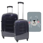 Set de 2 valises Trolley avec Housse de Protection 'Cutie Cat', Multicolore, Valises à 4 Roues et avec Housse de Protection