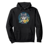 Wild Floral Wolf Surrounded By Blossoms Pullover Hoodie