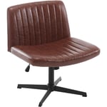 Woltu - Chaise de Bureau, Chaise Pivotante sans roulettes, Fauteuil Relax en Cuir Ciré, Marron